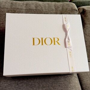 Dior White Empty Rectangular XL Gift Box White Ribbon Paper Holiday Birthday